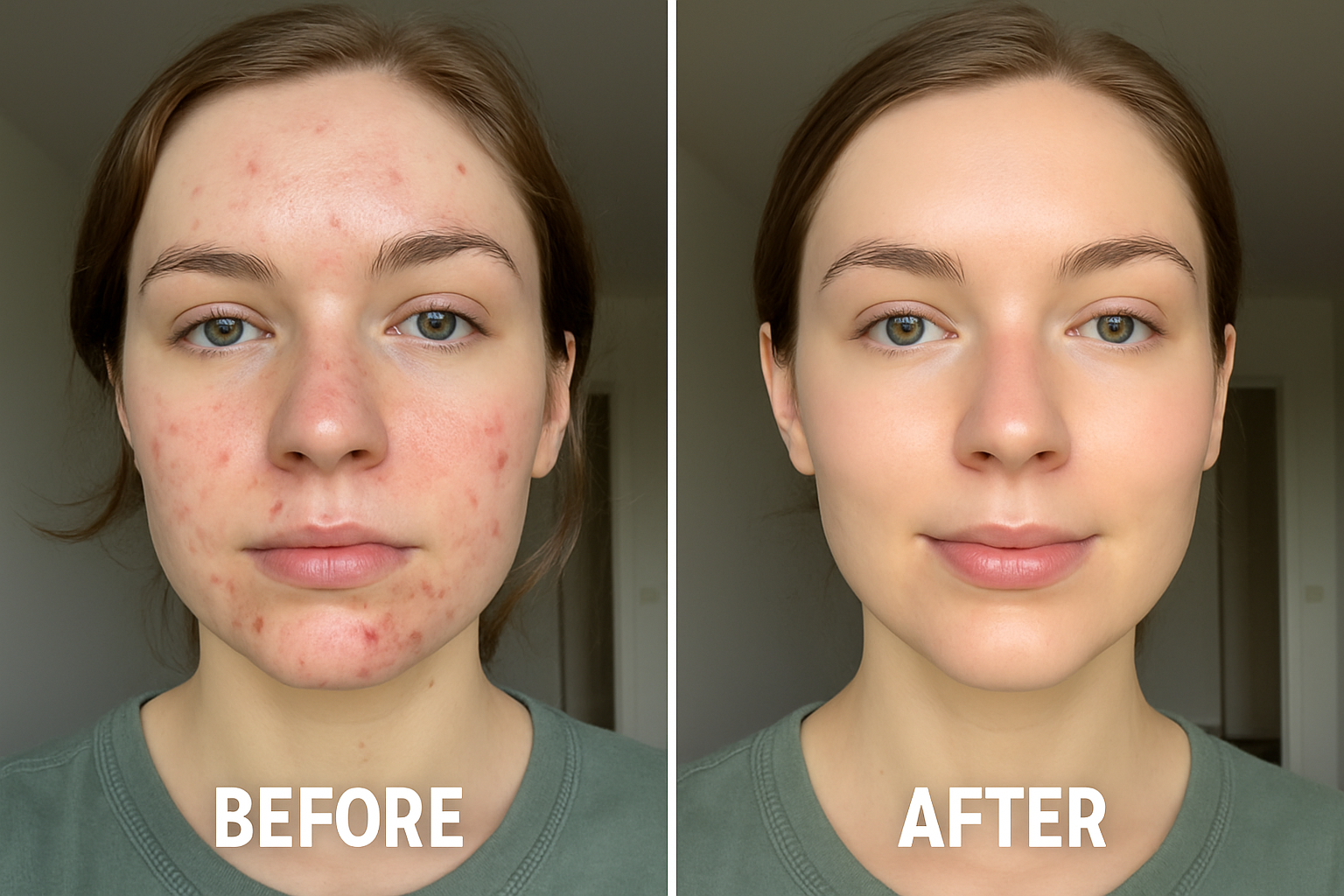 A little more acne on the before